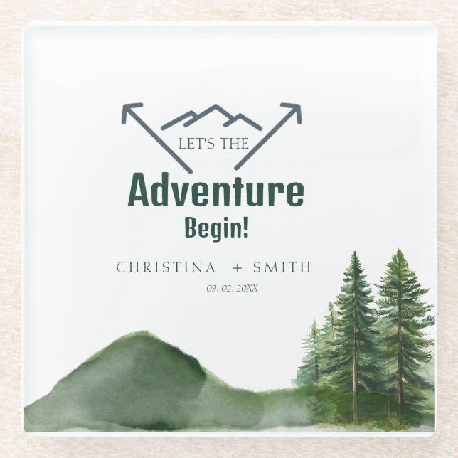 Rustikale Hochzeit des Waldwaldes Pinienwald Glasuntersetzer (Vorderseite)