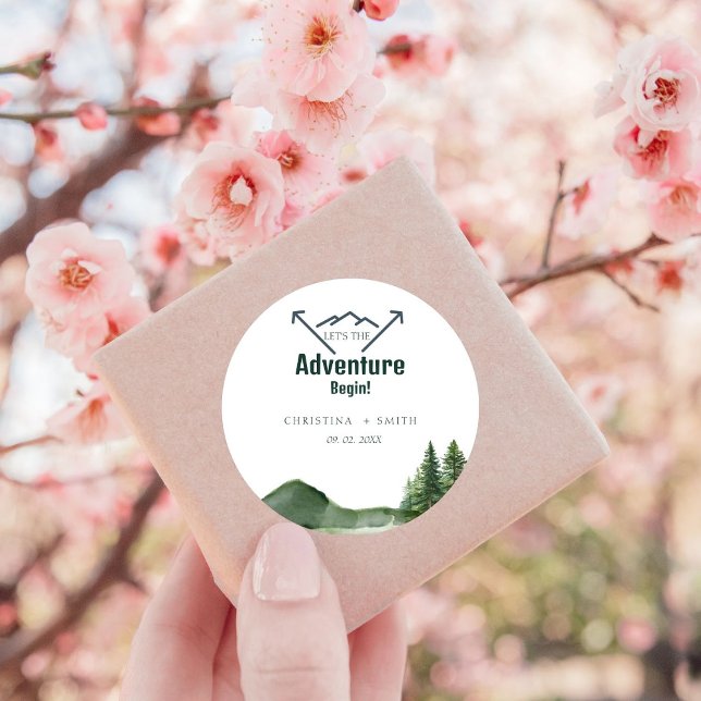 Rustikale Hochzeit des Waldwaldes Pinienwald Runder Aufkleber (Von Creator hochgeladen)