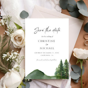 Rustikale Hochzeit des Waldwaldes Pinienwald Save The Date
