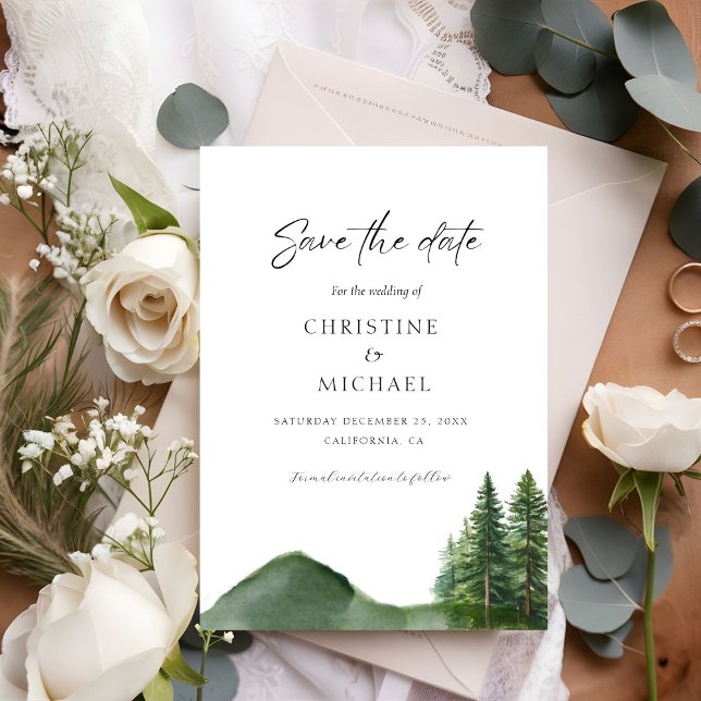 Rustikale Hochzeit des Waldwaldes Pinienwald Save The Date (Von Creator hochgeladen)