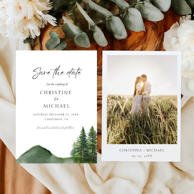Rustikale Hochzeit des Waldwaldes Pinienwald Save The Date (Von Creator hochgeladen)