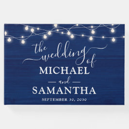 Rustikale Hochzeit Einfaches Elegantes blaues Holz Gästebuch