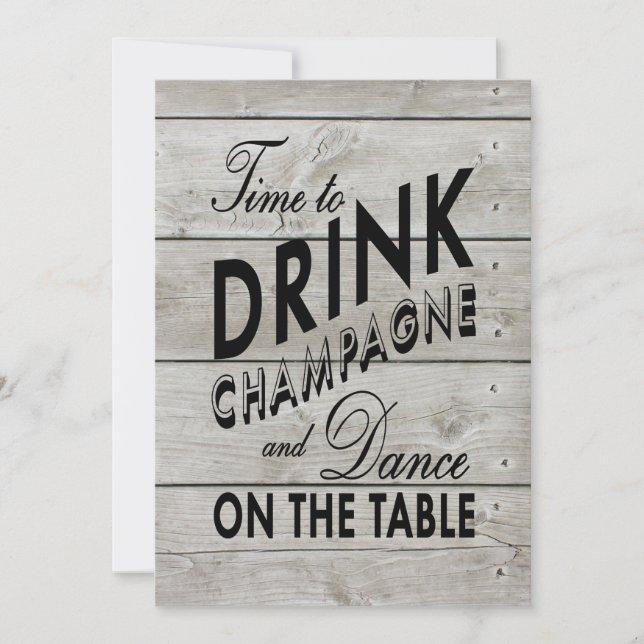 Rustikale Hochzeit Einladung zum Trinken von Champ (Vorderseite)