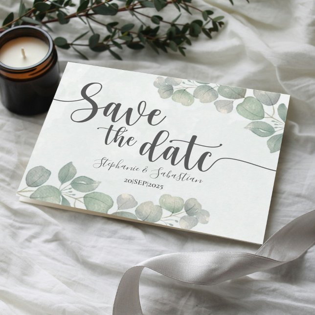 Rustikale Hochzeit Eukalyptus Green SAVE THE DATE Postkarte (Von Creator hochgeladen)