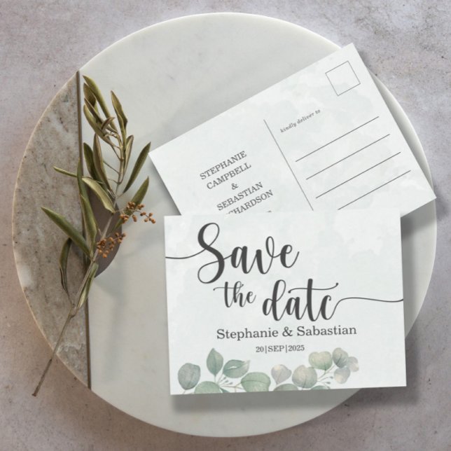 Rustikale Hochzeit Eukalyptus Green SAVE THE DATE Postkarte (Von Creator hochgeladen)