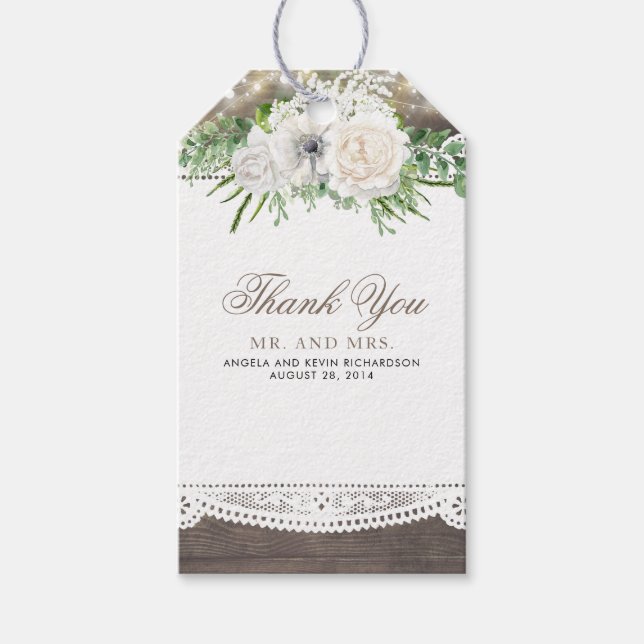 Rustikale Hochzeit Geschenkanhänger (Vorderseite)