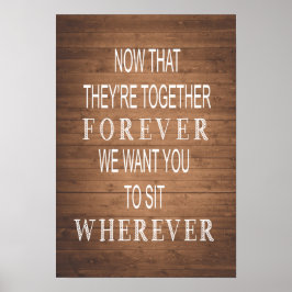 Rustikale Hochzeit | Holzzeichen | Ort Poster