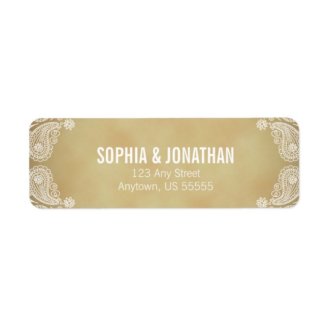 Rustikale Hochzeit I Hand Drawn Paisley Rücksendea (Vorne)