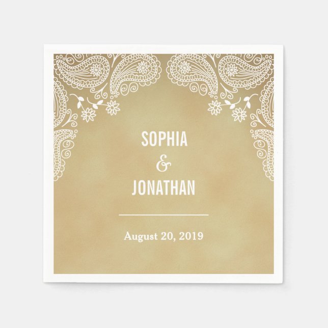 Rustikale Hochzeit I Hand Drawn Paisley Wedding Na Serviette (Vorderseite)