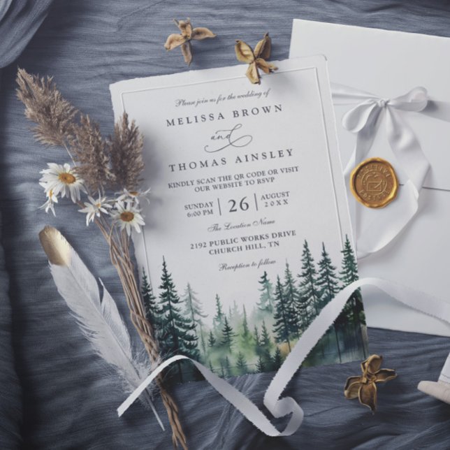 Rustikale Hochzeit im Gebirge mit QR-Code zum klei Einladung (Von Creator hochgeladen)