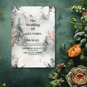 Rustikale Hochzeit im Gebirgswald Einladung