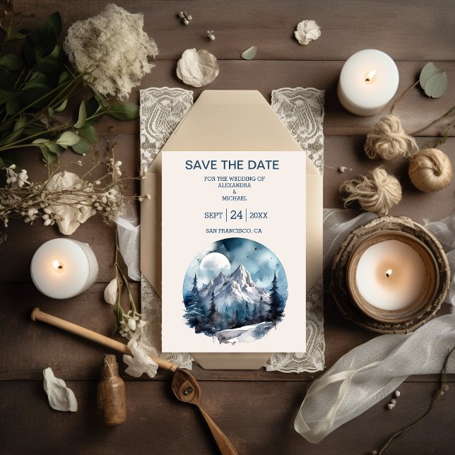 Rustikale Hochzeit im Gebirgswald Save The Date (Von Creator hochgeladen)