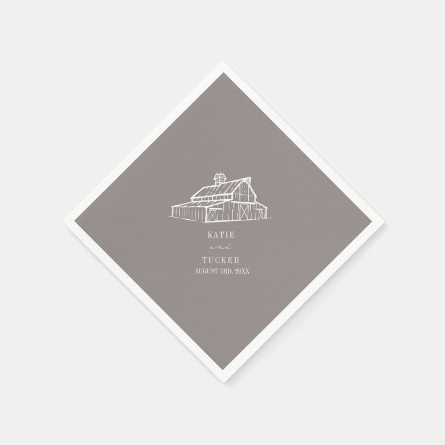 Rustikale Hochzeit im Herbst Amethyst Gray Farm Serviette (Ecke)