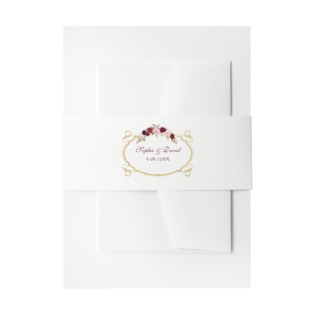 Rustikale Hochzeit im Herbst Burgund Marsala Einladungsbanderole (Vorderseite Beispiel)