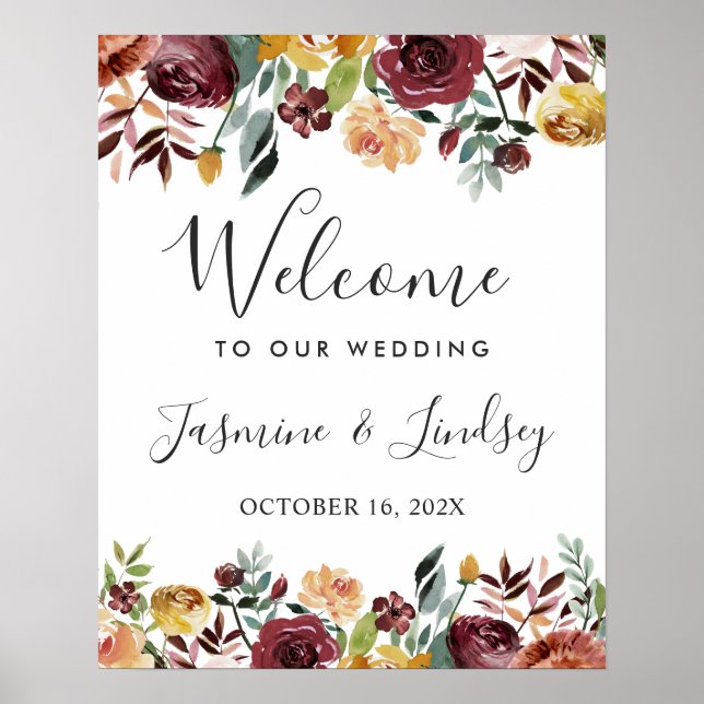 Rustikale Hochzeit im Herbst Burgund Poster (Vorne)