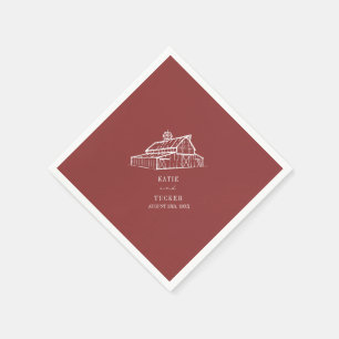 Rustikale Hochzeit im Herbst der verseuchten roten Serviette