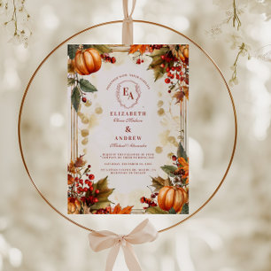 Rustikale Hochzeit im Herbst des Herbstkürzes Einladung