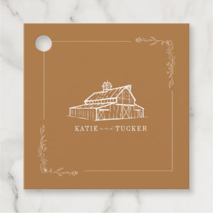 Rustikale Hochzeit im Herbst des Stallhalses Golde Geschenkanhänger