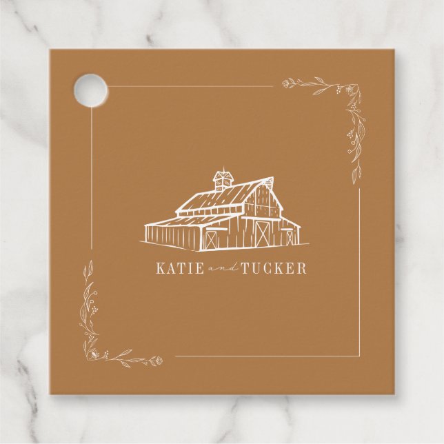 Rustikale Hochzeit im Herbst des Stallhalses Golde Geschenkanhänger (Vorderseite)