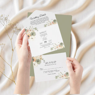 Rustikale Hochzeit im Herbst Einladung Set Aquar