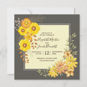 Rustikale Hochzeit im Herbst Gelbe Wilde Rose, alt Einladung