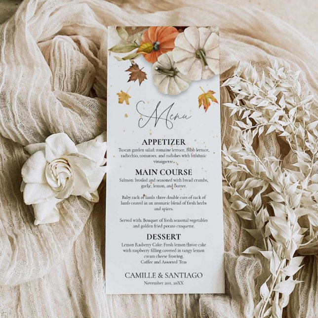 Rustikale Hochzeit im Herbst Menükarte (Fall Wedding Menu Card)