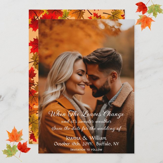 Rustikale Hochzeit im Herbst mit Herbstrückständen Save The Date (Von Creator hochgeladen)