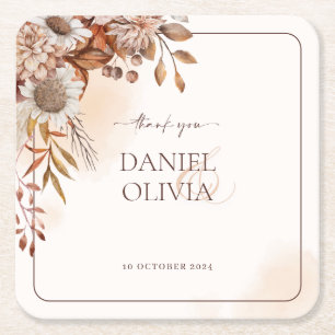 Rustikale Hochzeit im Herbst Papier Untersetzer