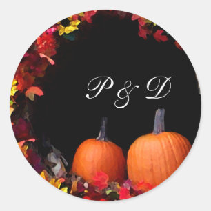 Rustikale Hochzeit im Herbst Pumpkin Monogram Umsc Runder Aufkleber