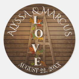 Rustikale Hochzeit im Herbst Runder Aufkleber