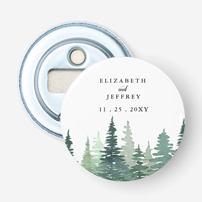 Rustikale Hochzeit im Pinienwald Flaschenöffner (Vorderseite)