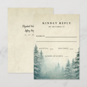 Rustikale Hochzeit im Pinienwald RSVP Karte