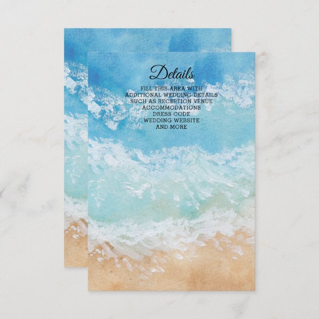 Rustikale Hochzeit im Sommer am Meer Begleitkarte (Vorne/Hinten)