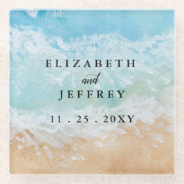 Rustikale Hochzeit im Sommer am Meer Glasuntersetzer