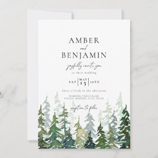 Rustikale Hochzeit im Wald von Watercolor Einladung