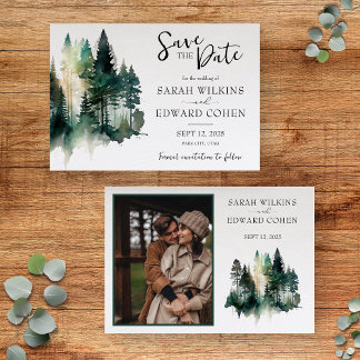 Rustikale Hochzeit im Wasserfarbenwald rettet das  Save The Date