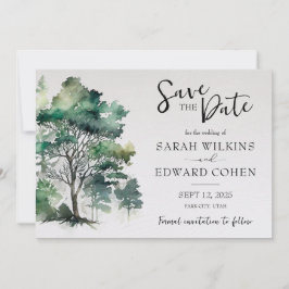 Rustikale Hochzeit im Wasserfarbenwald rettet das  Save The Date