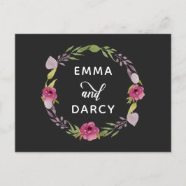 Rustikale Hochzeit in Aquarell Rosa Einladungspostkarte