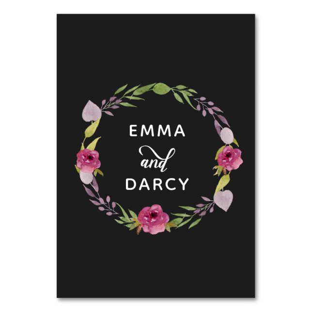 Rustikale Hochzeit in Aquarell Rosa Tischnummer (Rückseite)