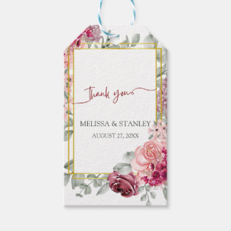 Rustikale Hochzeit in Burgund Marsala und Rosa Geschenkanhänger