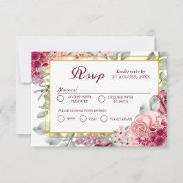 Rustikale Hochzeit in Burgund Marsala und Rosa RSVP Karte