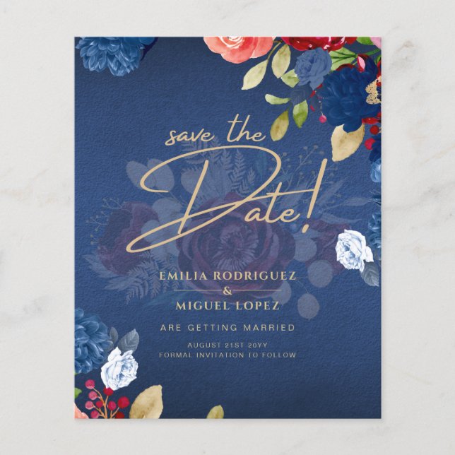 Rustikale Hochzeit in Burgund mit blauer Flora SPA Flyer (Vorne)