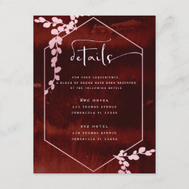 Rustikale Hochzeit in Burgund, rosa, geometrische  Begleitkarte
