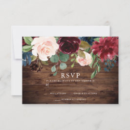 Rustikale Hochzeit in Burgund Rot und Blush RSVP Karte