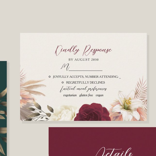 Rustikale Hochzeit in Burgund und Floral RSVP Karte (Von Creator hochgeladen)
