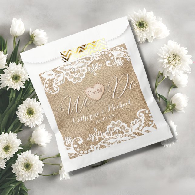 Rustikale Hochzeit in Burlap und Lace Geschenktütchen (Von Creator hochgeladen)
