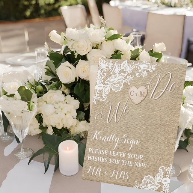 Rustikale Hochzeit in Burlap und Lace Sockelschild (Von Creator hochgeladen)