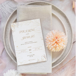 Rustikale Hochzeit in Gold Einladung