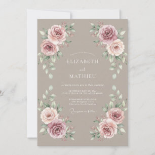 Rustikale Hochzeit in Mauve und Moody Einladung