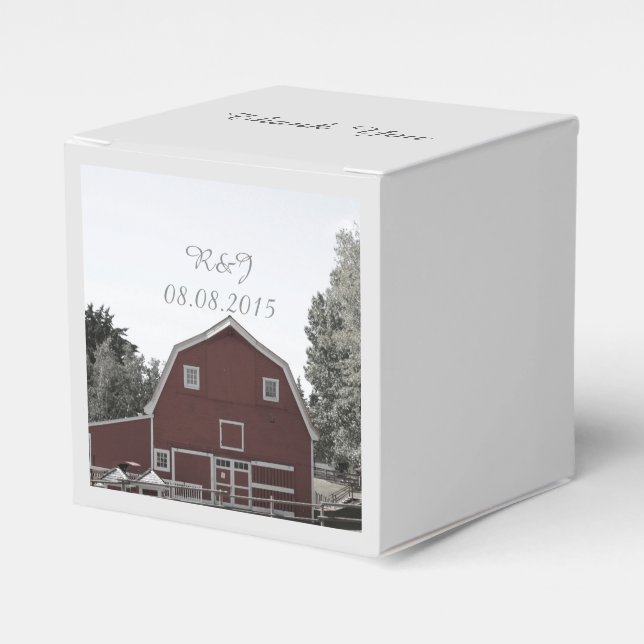 rustikale Hochzeit in Roter Scheune Geschenkschachtel (Vorderseite)
